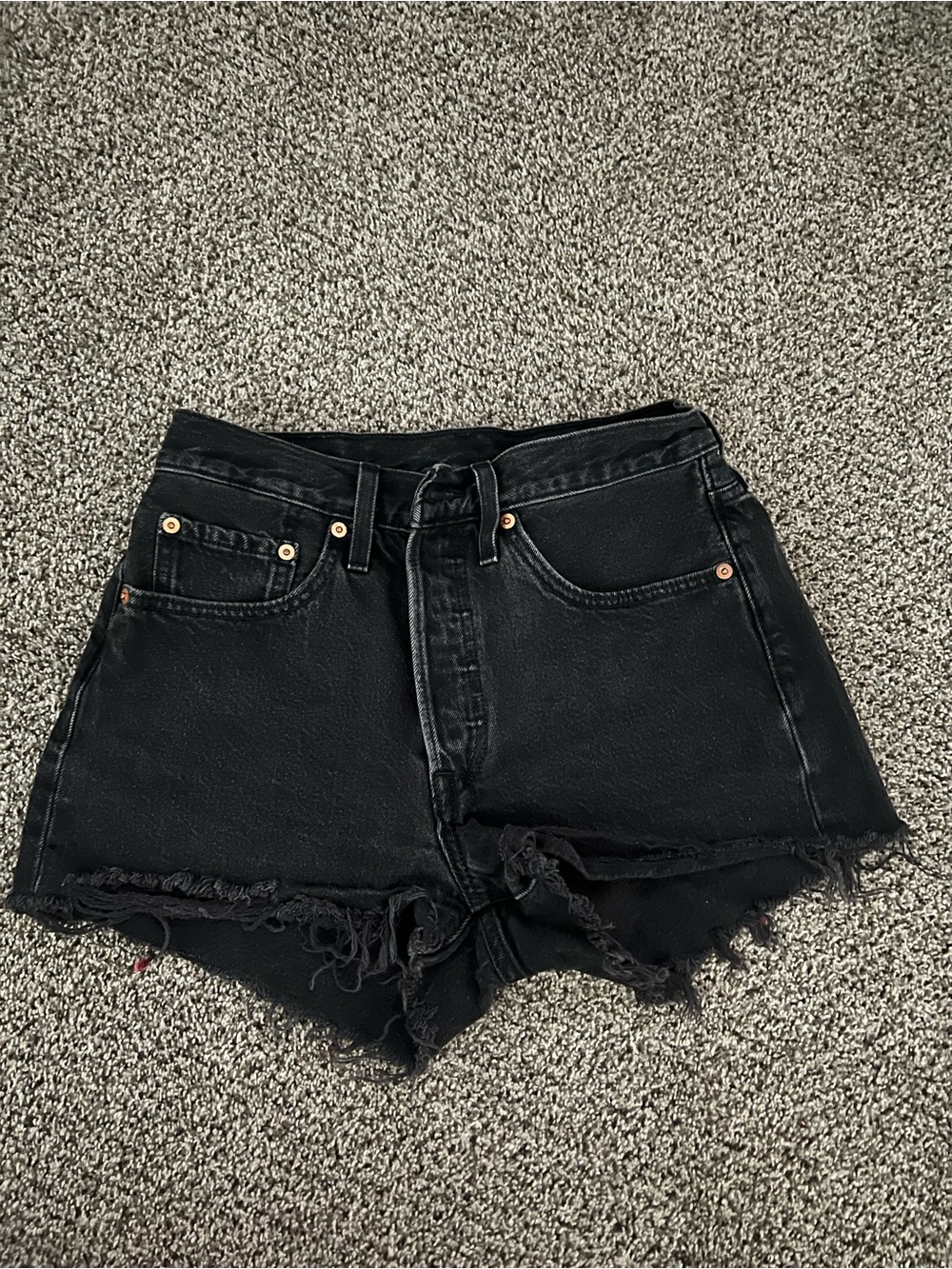 Levi 501 High-Rise Black Denim Cutoff Shorts - Women's